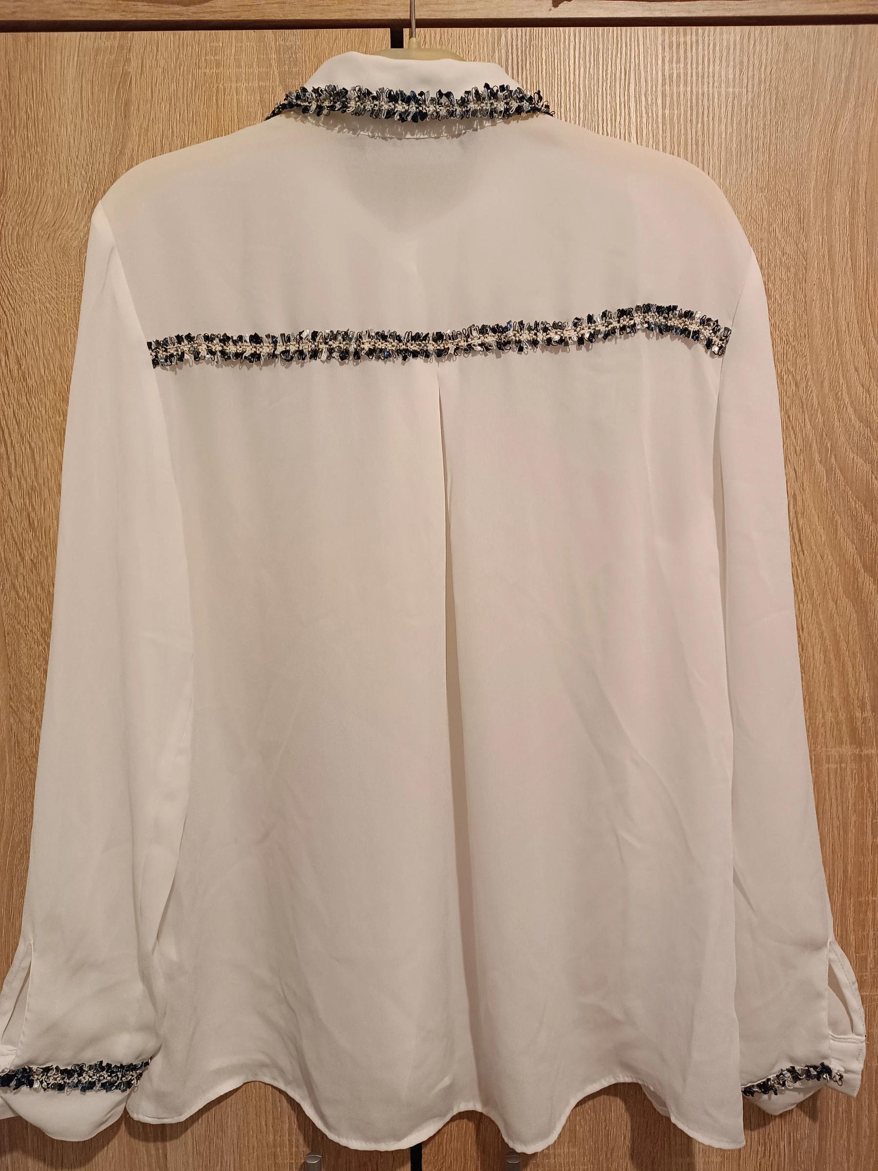 Zara navy blue ruffled sheer white blouse – photo 7